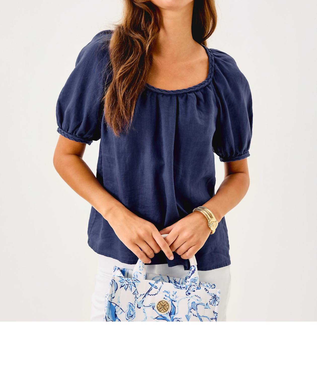Lilly Pulitzer Calais Short Sleeve Top in sapphire pool 1 - women's blouse