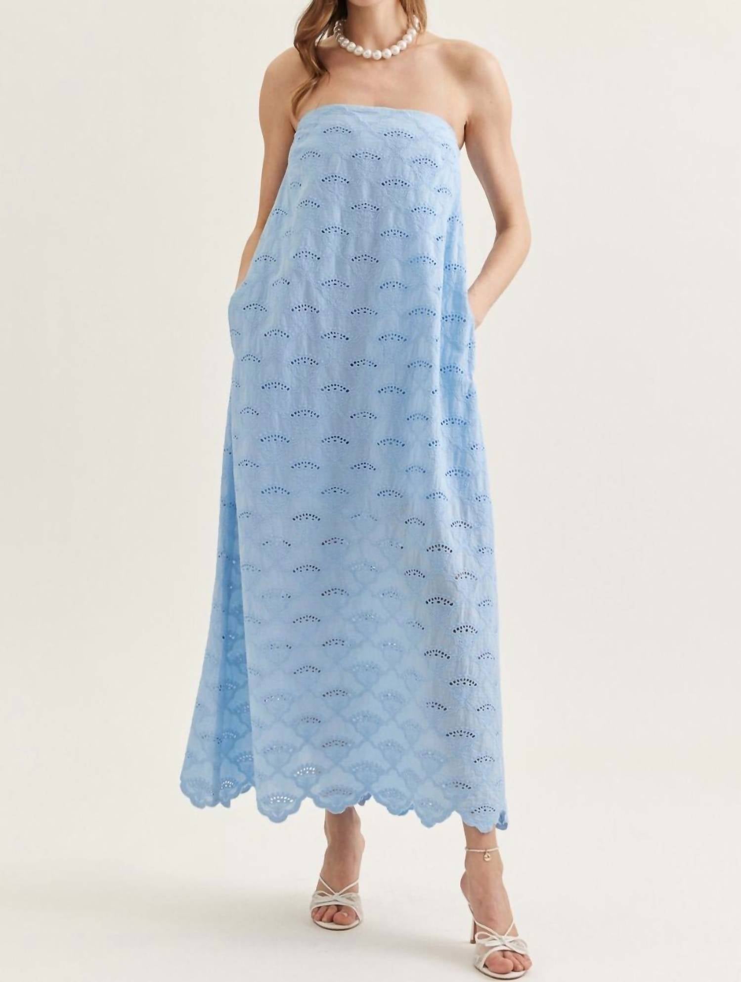 Entro - Strapless Eyelet Midi Dress