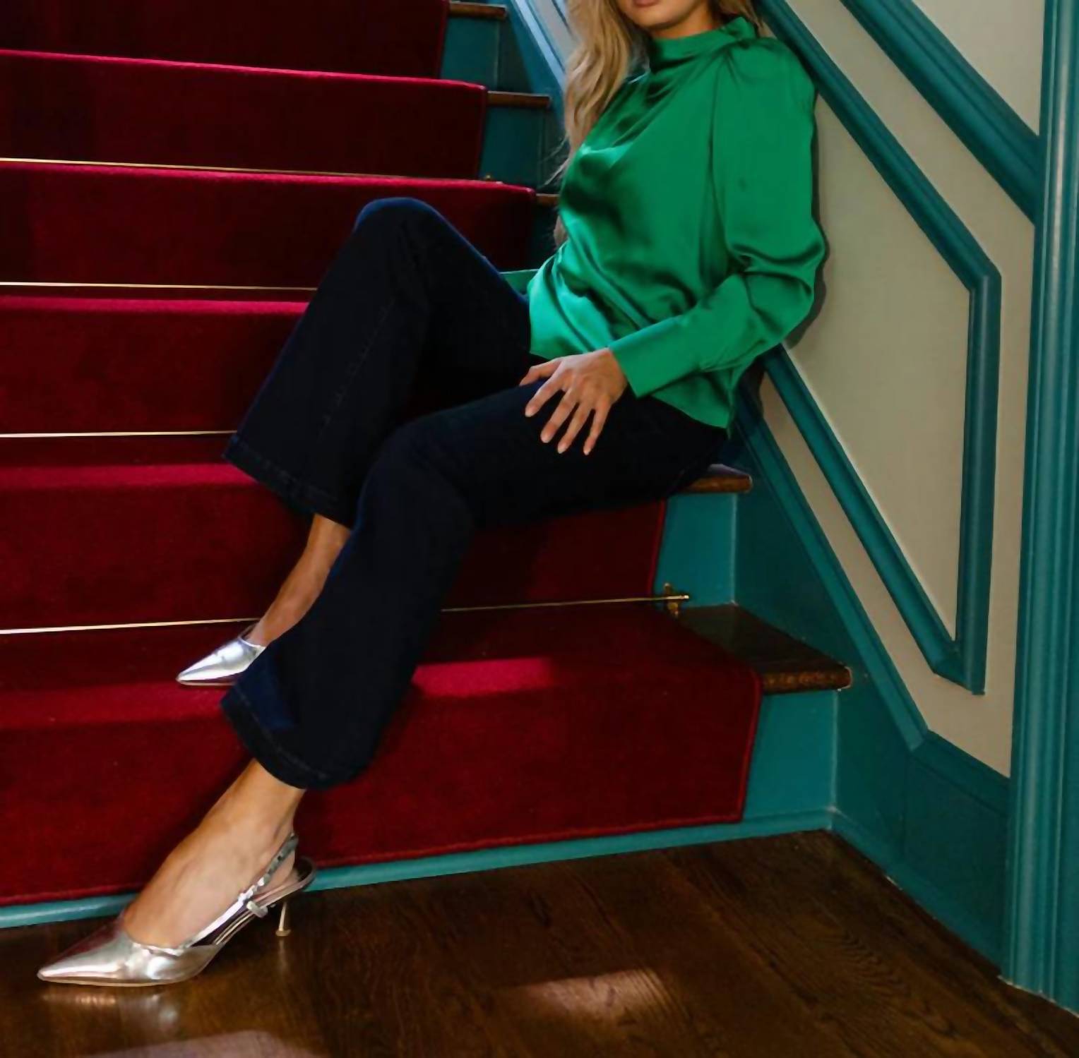 Alden Adair Scarlett Puff Sleeves Top in malachite - women's blouse - view 5
