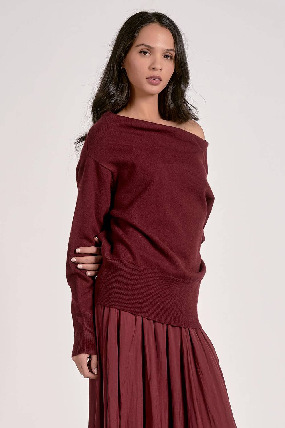 Elan - Off Shoulder Relaxed Sweater