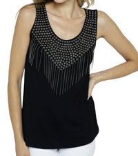 Vocal Apparel - Studded Tank Top With Fringes
