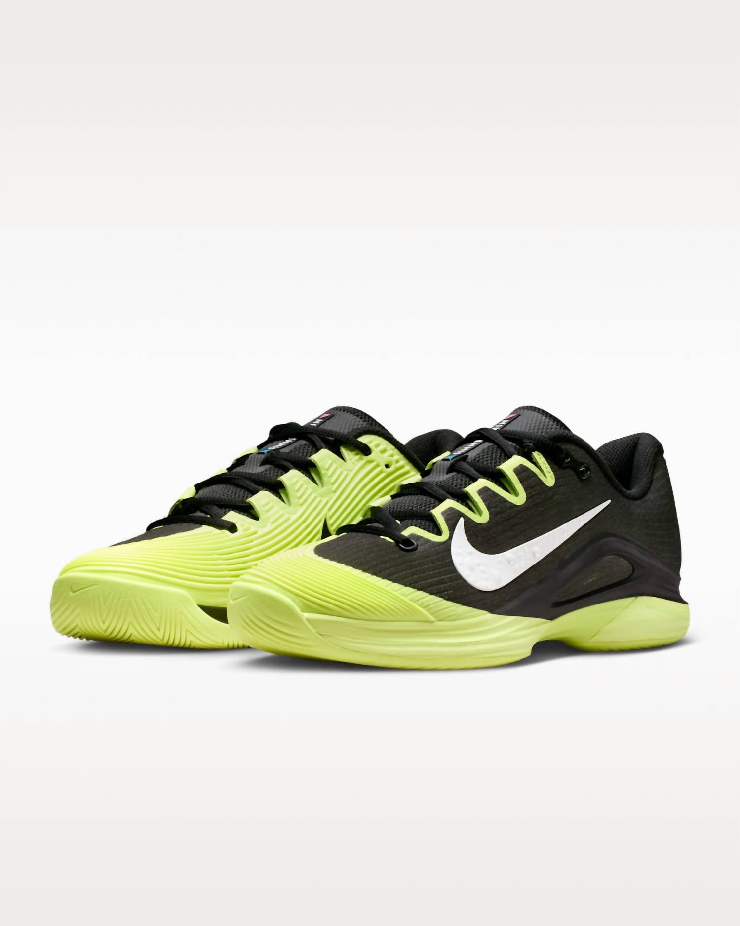 NIKE Women's Zoom Vapor 12 Premium Hard Court Tennis Shoes in black white light lemon twist - women's shoe - alternate view