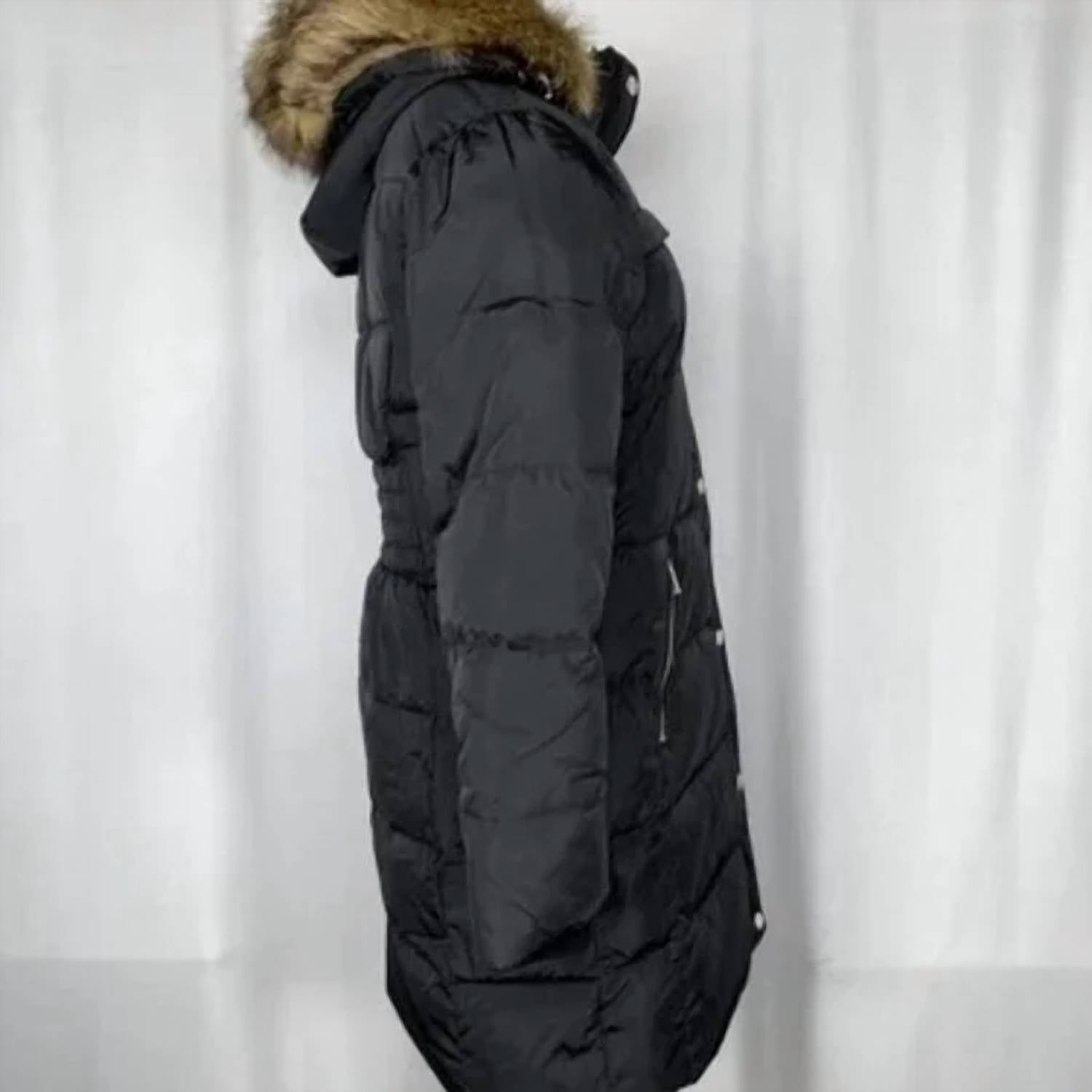 Michael Kors - Faux Fur Trim Hooded Puffer Full Zip Coat