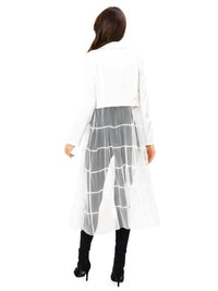 Adore Vegan Silk Tuxedo Jacket With Mesh Duster in white - women's jacket - detail view