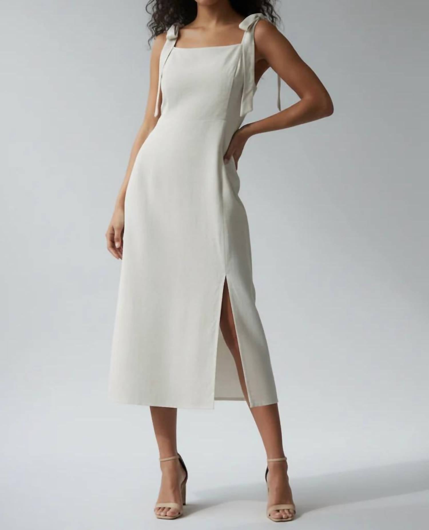 Hem & Thread - Presley Tie Strap Slit Hem Midi Dress