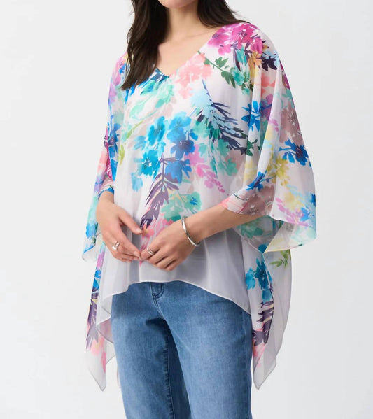 Joseph Ribkoff - Chiffon Floral Print Poncho Top
