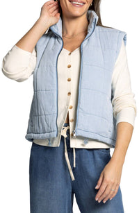 Thread & Supply Brina Quilted Denim Zip-up Vest in chambray blue - women's jacket