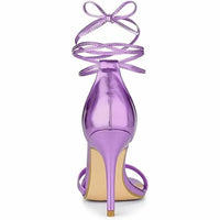 Allegra K - Women's Open Toe Lace Up Stiletto Heels Sandals