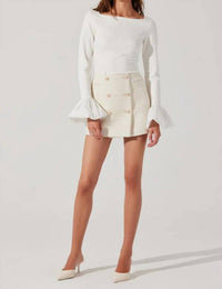 Astr - Genessy Contrast Flounce Sleeve Top