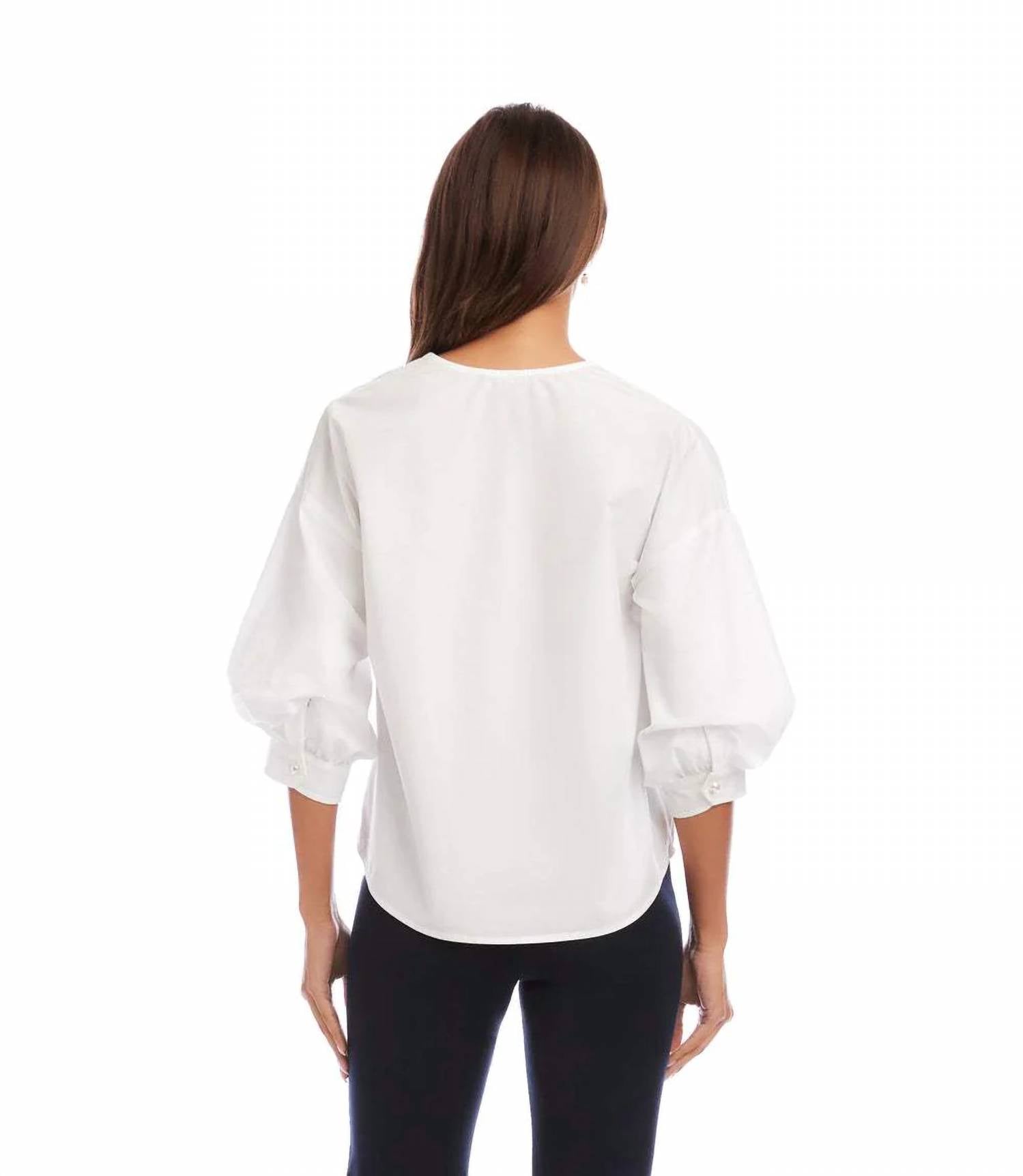 Karen Kane - Lantern Sleeve Pearl Button Top