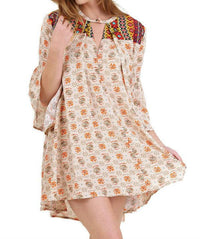 Umgee - Floral Keyhole Bell Sleeve Dress