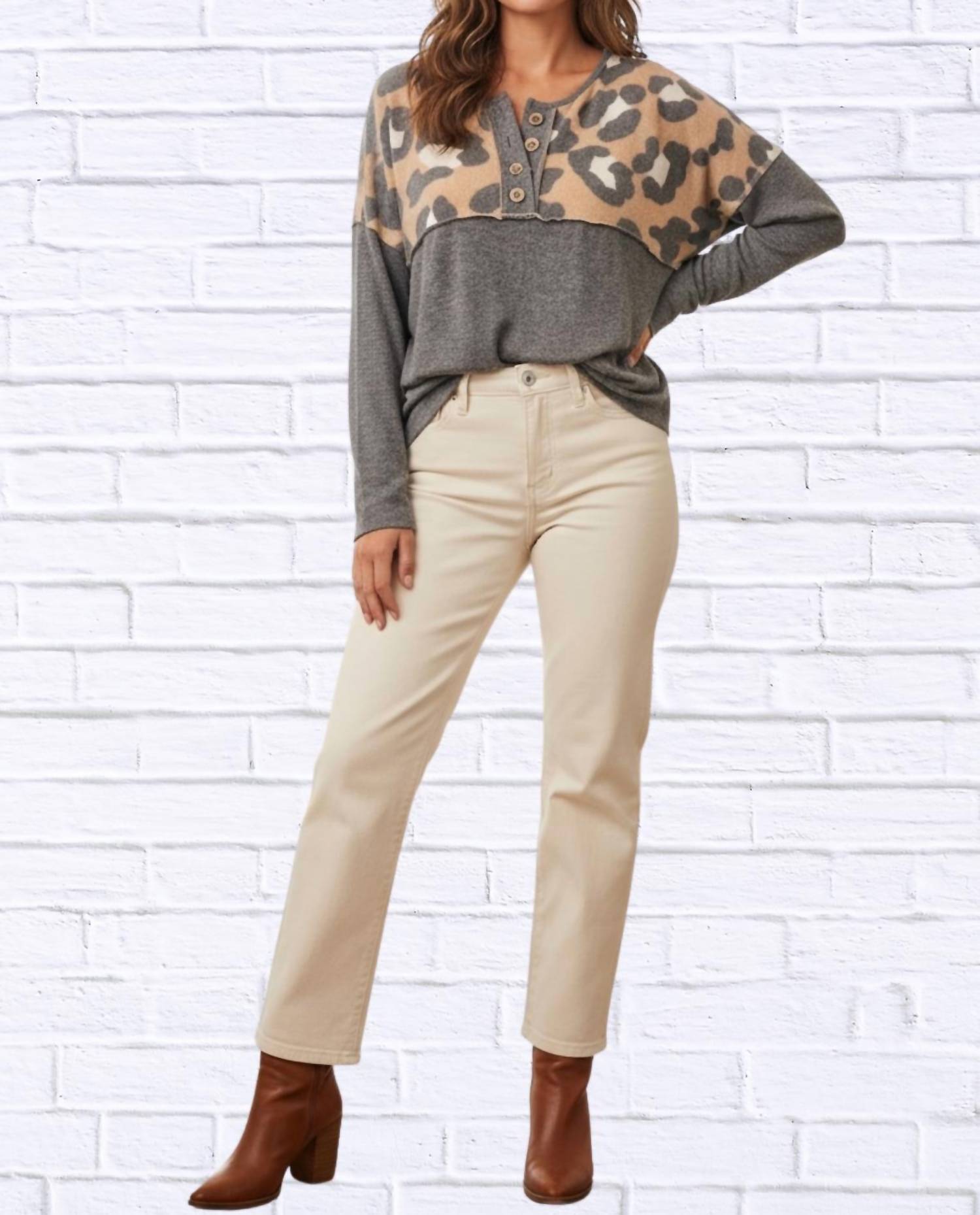 Haptics - Leopard Print Sweater Top