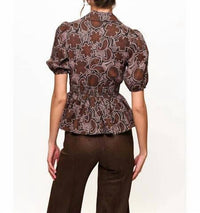 hutch Fowler V Neck Top in black copper - women's blouse - detail view