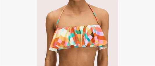Kate Spade - Garden Plaid Ruffle Bandeau Bikini Top