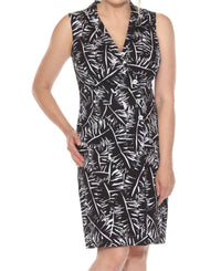 Joseph Ribkoff - Leaf Print Sleeveless A-line Dress