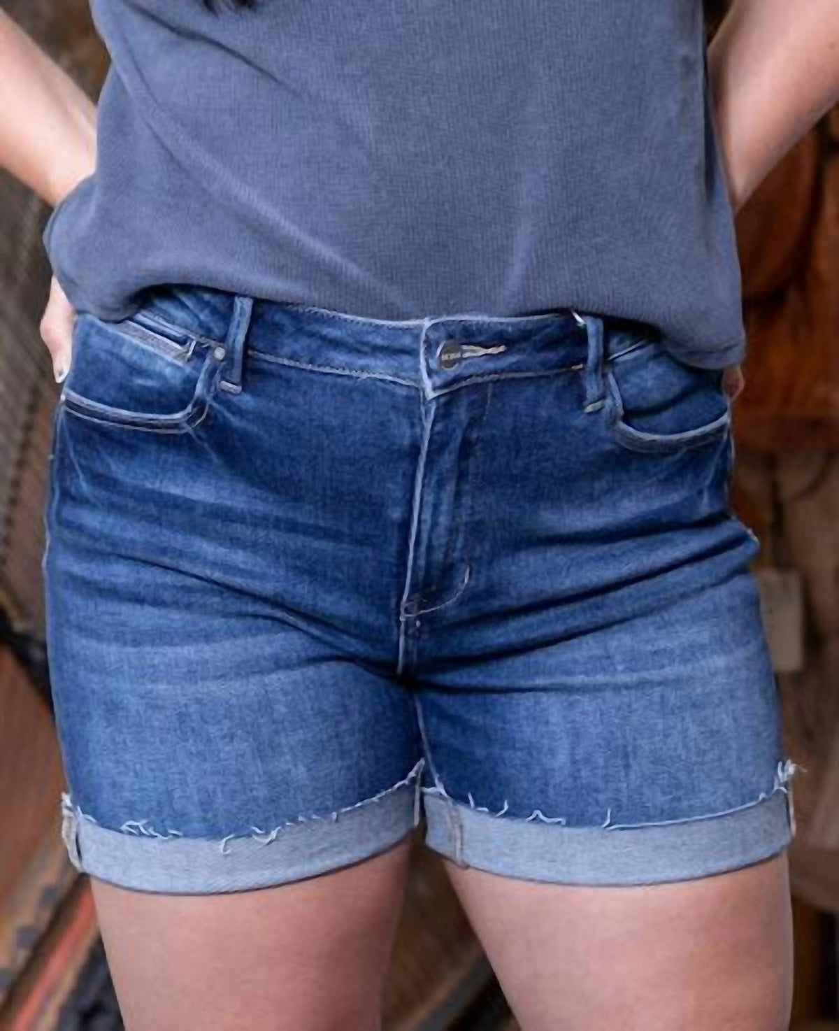Risen - High Rise Cuffed Shorts
