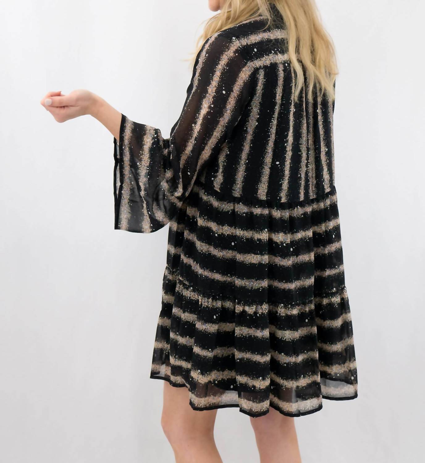 Entro - Paint Stripes and Dots Long Sleeve Dress