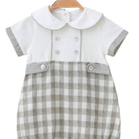 Omnis Pura - Boys Adam Plaid Bubble Romper