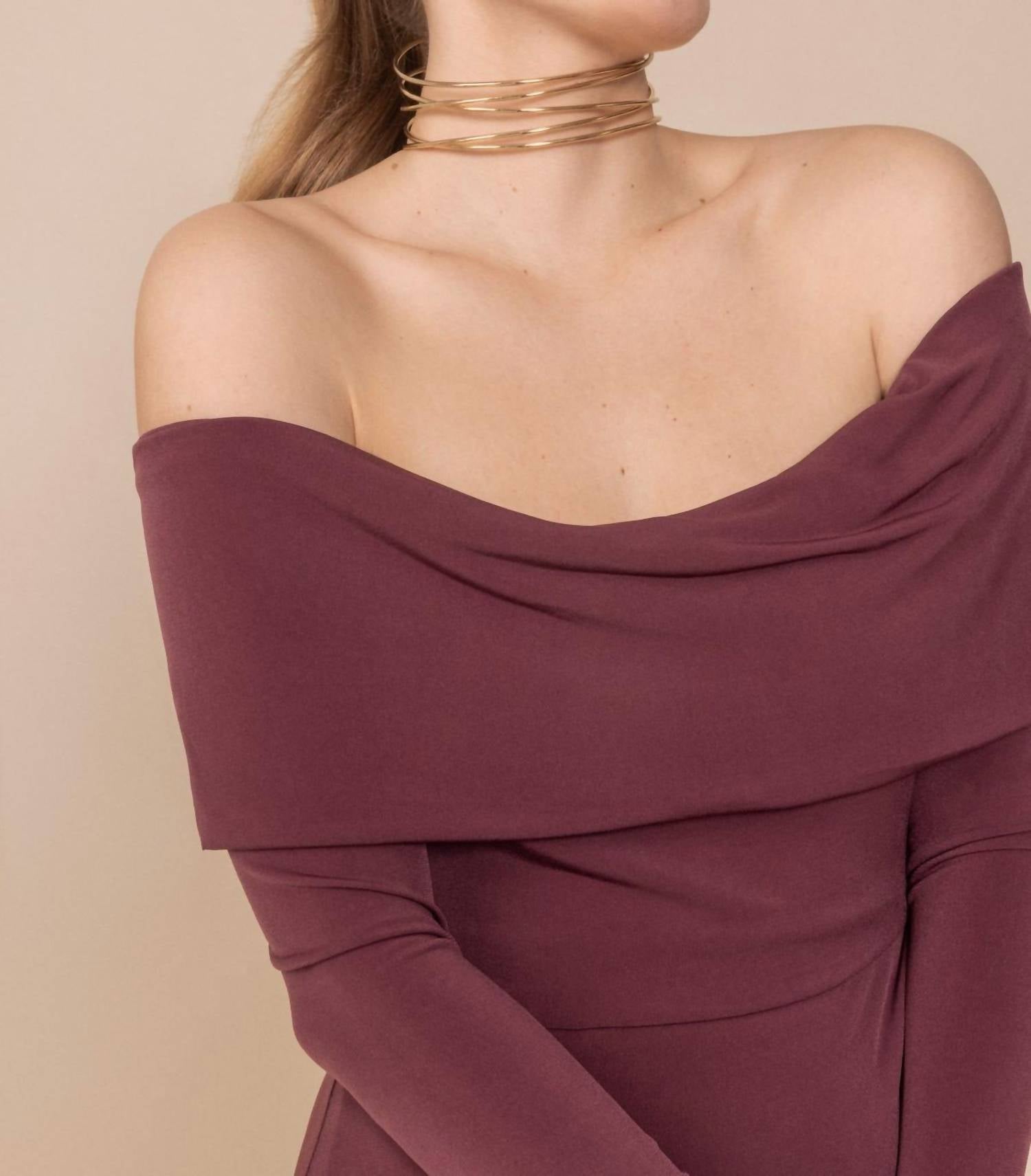 Bruna Nela Ciruela Long Sleeve Dress in plum - women's dress - view 4