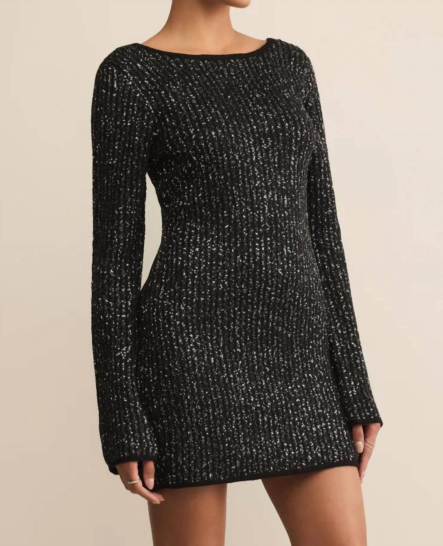 Z Supply La Marca Sequin Mini Dress in black 3 - women's dress - view 4