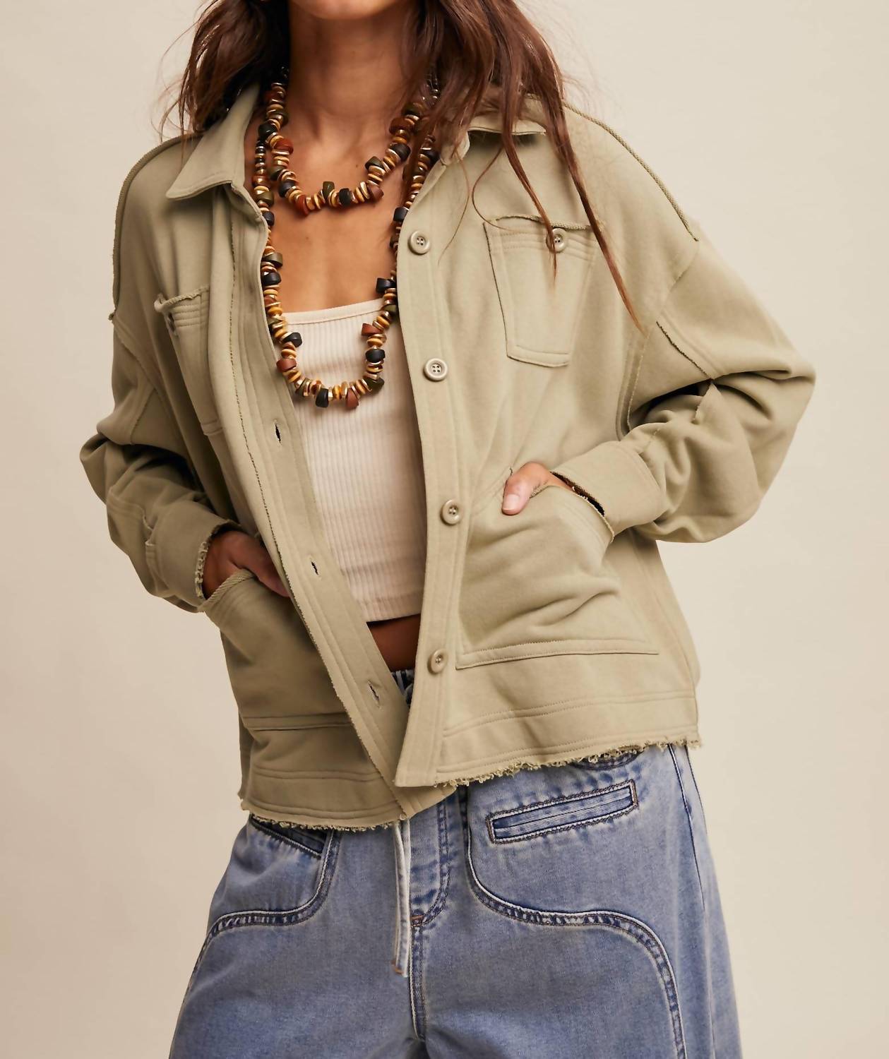 Listicle - Washed Knit Utility Shacket