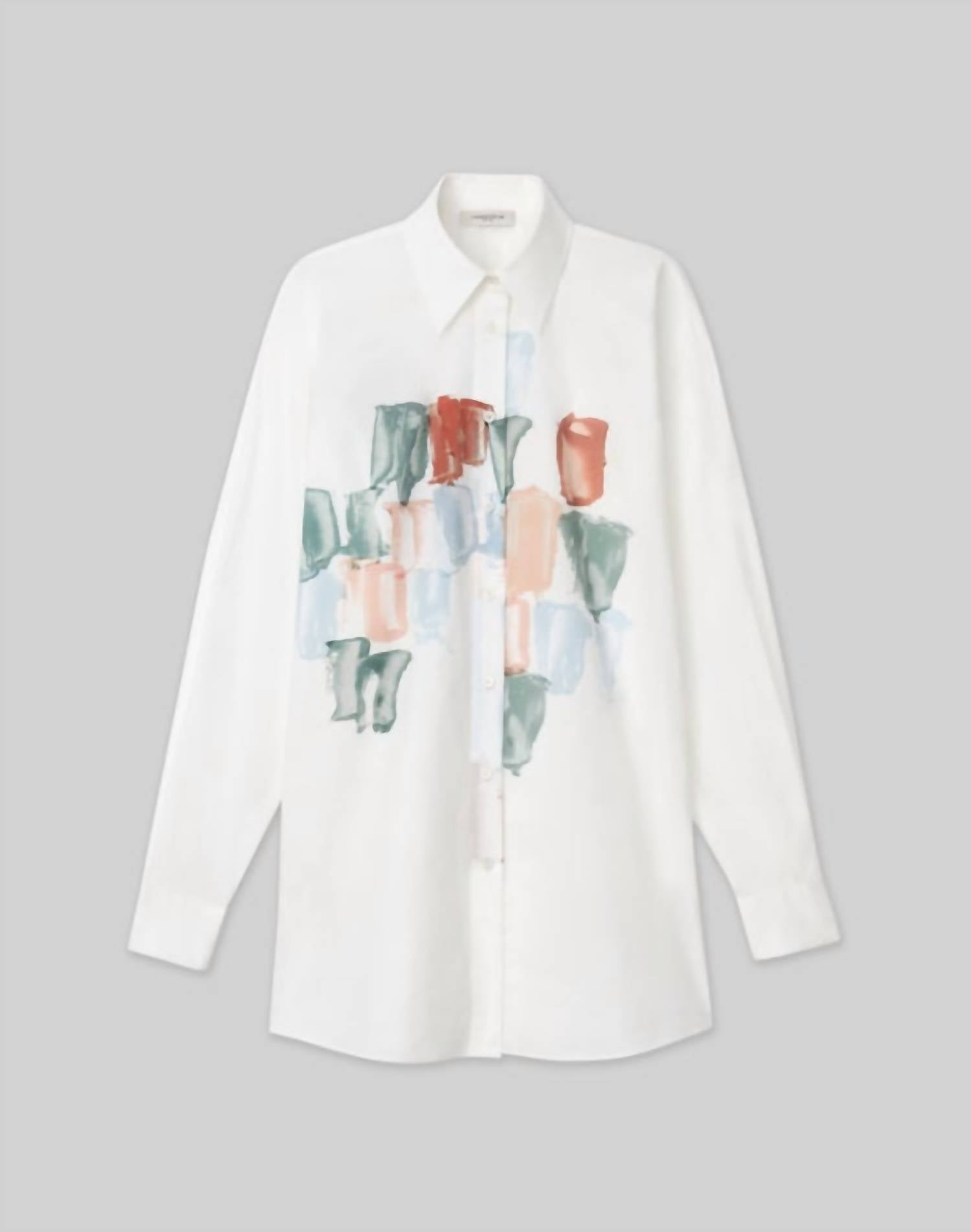 Lafayette 148 - Painter's Palette Print Cotton Poplin Oversized Shirt
