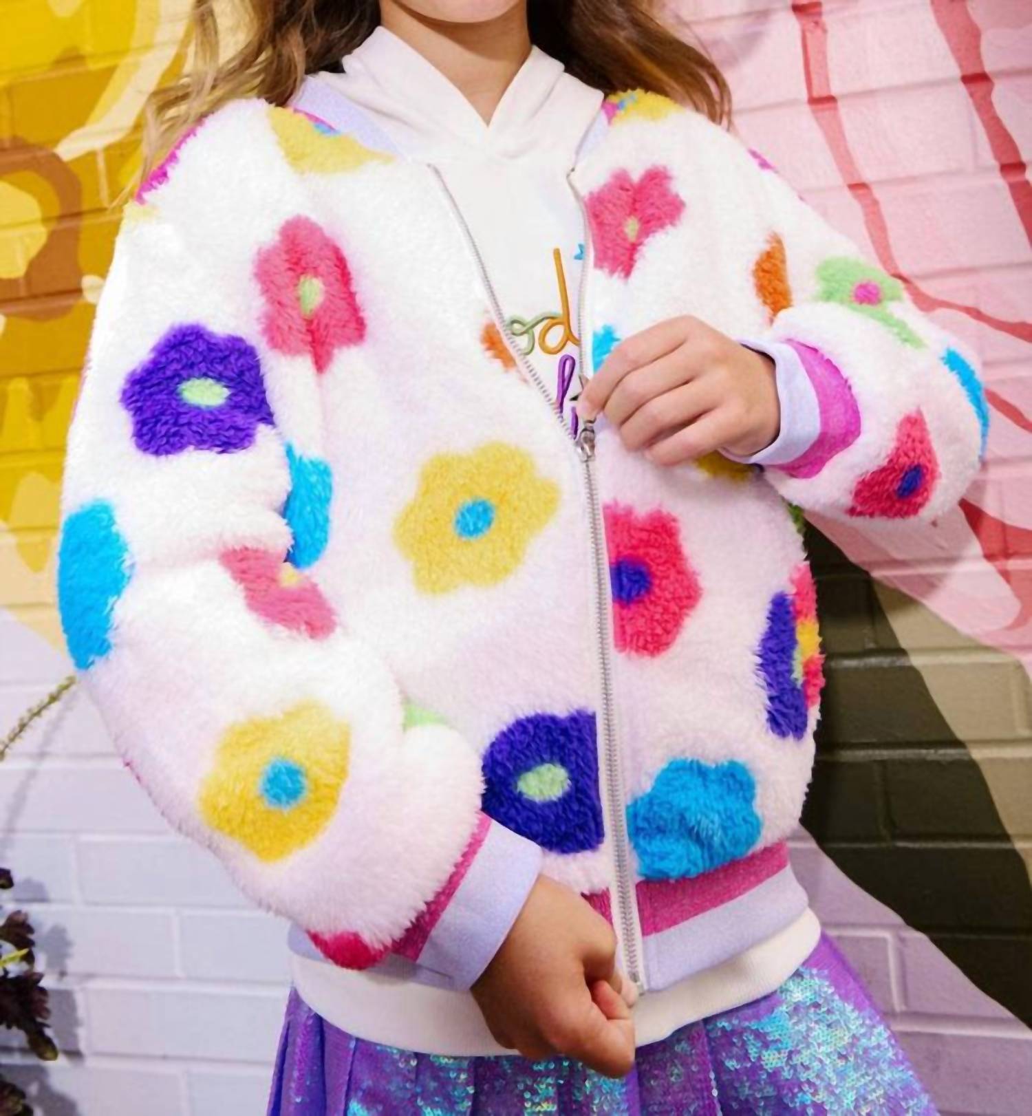Lola + The Boys Kid's Daisy Bomber in rainbow - item - detail view