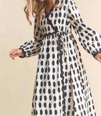 J.NNA Spots Pattern Wavey Trim Midi Dress in cookies and cream - women's dress - view 5