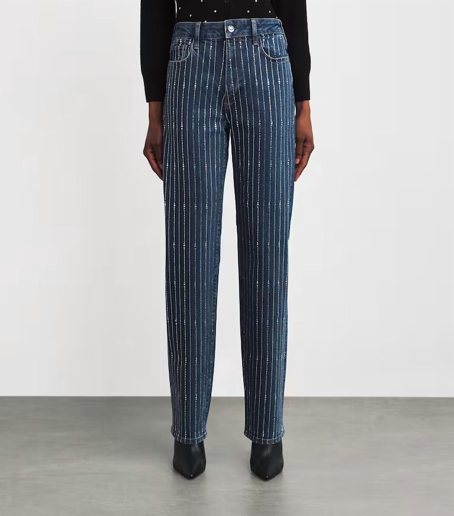 Paige - Embellished Stevie High Rise Straight Jeans