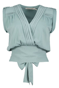 bishop + young Women's Naomi Smocked Waist Top in jade - women's blouse
