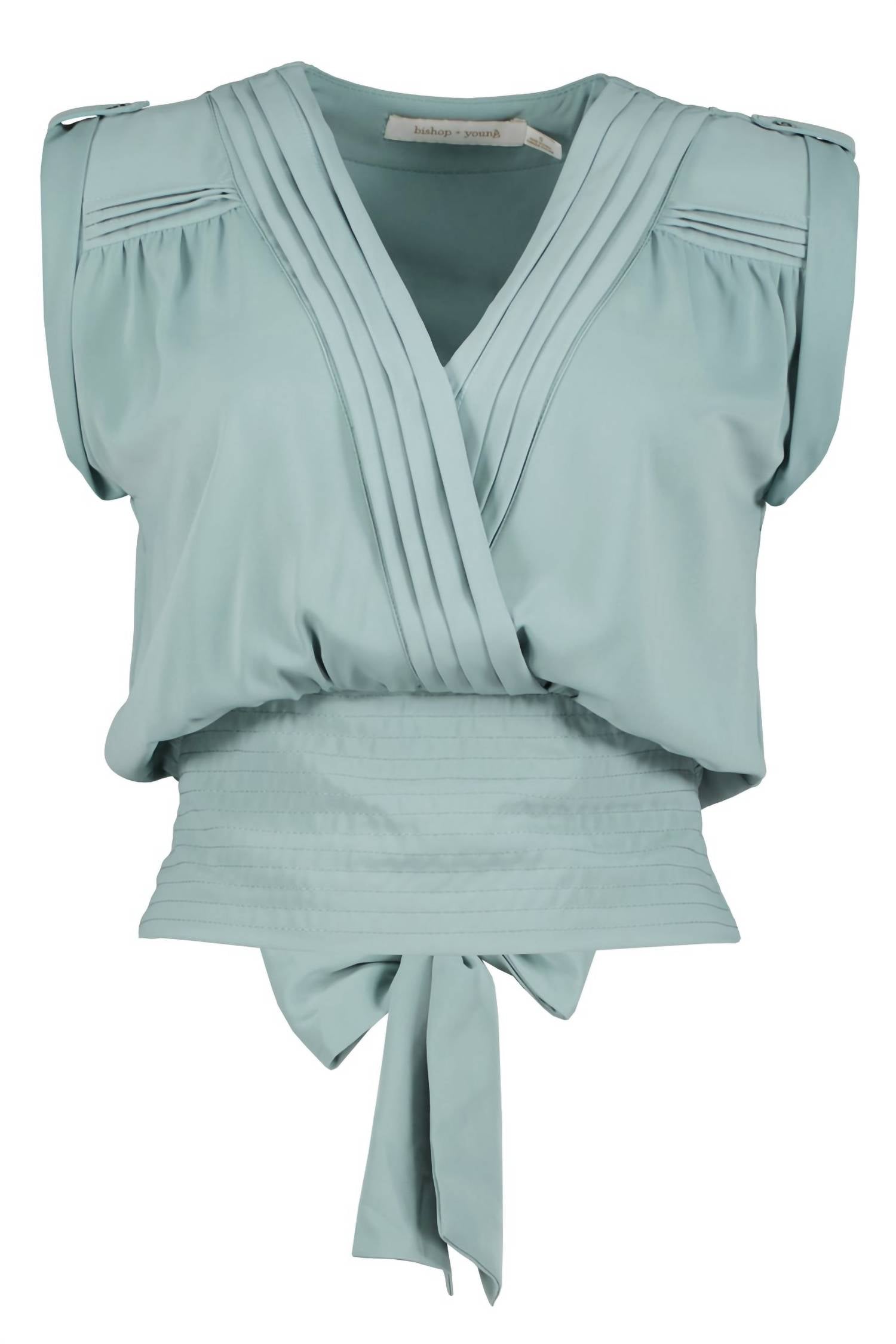 bishop + young Women's Naomi Smocked Waist Top in jade - women's blouse