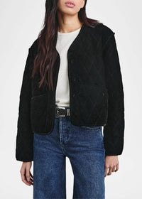Rails Kiko Boxy Fit Jacket in black velvet - women's jacket - detail view