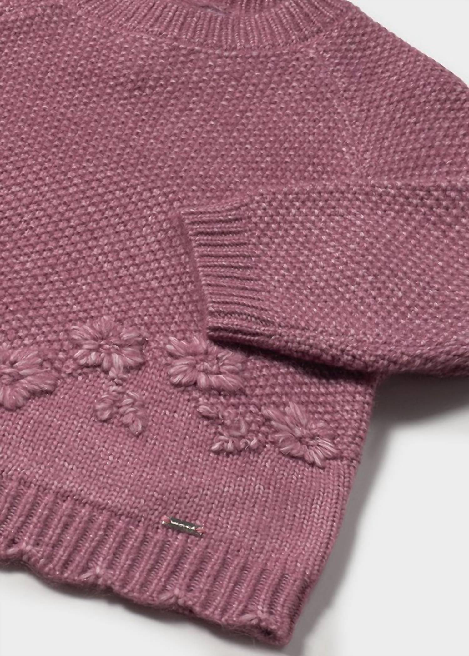 Mayoral - Girl's Sweater Tunic With Embroidered Flowers