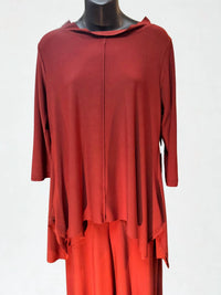 Sympli - Women's Funnel Collar Flouce Top