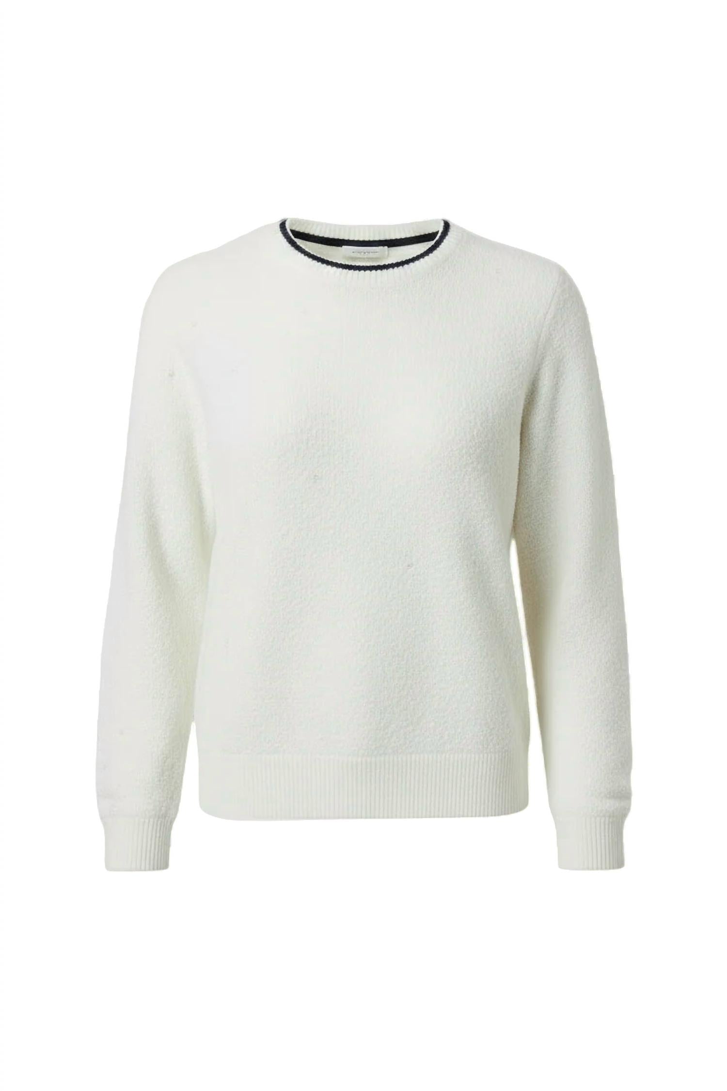 Lilla P Pleated Sleeve Crewneck Sweater in pearl 1 - women's sweater - alternate view