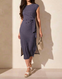 Tribal - Short Sleeve Tie Nautical Dress