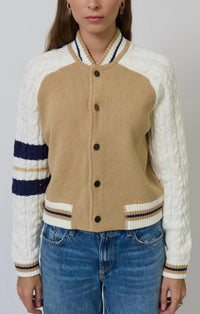 Central Park West - Women's Chloe Cable Sleeve Knit Bomber Jacket