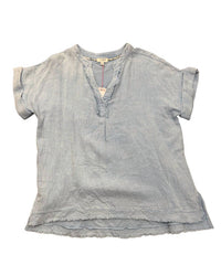 Umgee - Women's Frayed Linen Short Sleeve Top