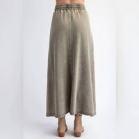 Easel Mineral Washed Cargo Skirt in olive - women's skirt - alternate view