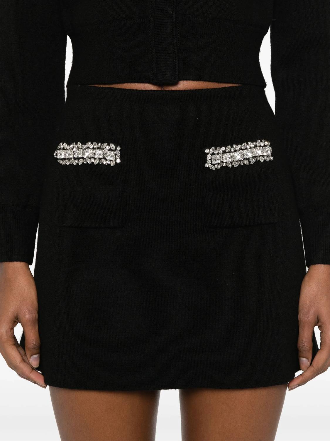 Self-Portrait - Knit Embellished Mini Skirt