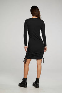 Chaser - Rouched Drawstring Crew Neck Dress