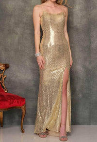 Dave & Johnny - Sleeveless Sequined Long Dress