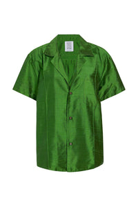 Rosie Assoulin Cabana Silk Top in emerald - women's shirt - view 4