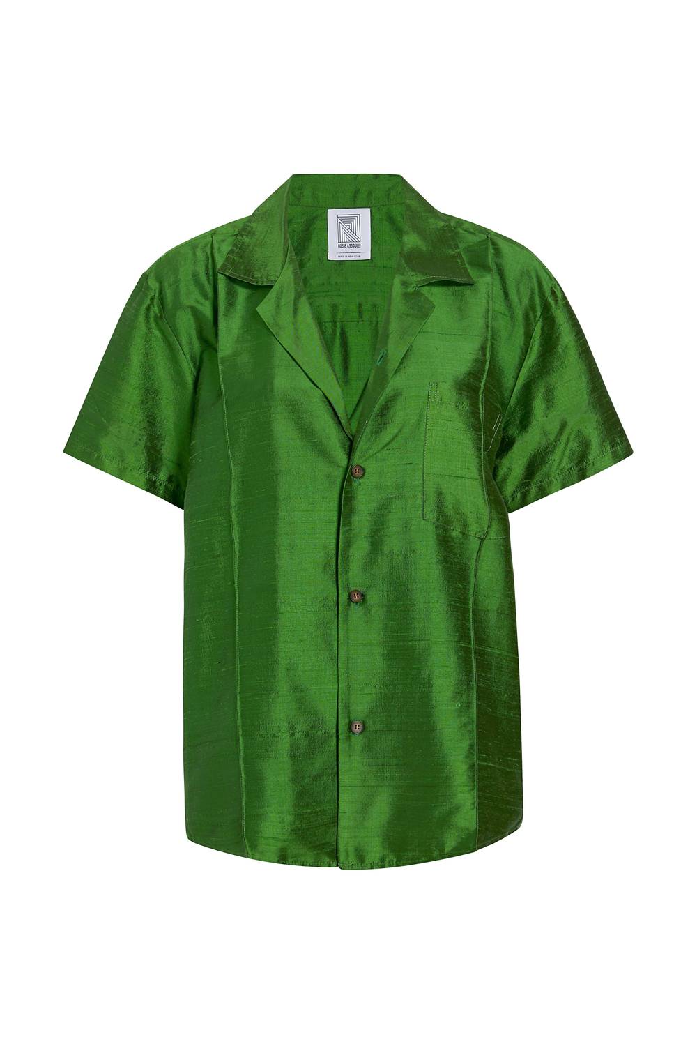 Rosie Assoulin Cabana Silk Top in emerald - women's shirt - view 4