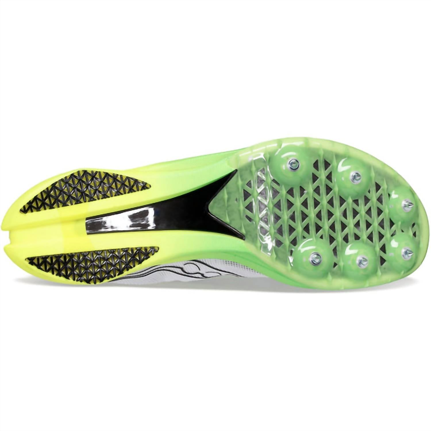 SAUCONY Women's Endorphin Cheetah Spike Shoes in white slime - women's shoe - detail view
