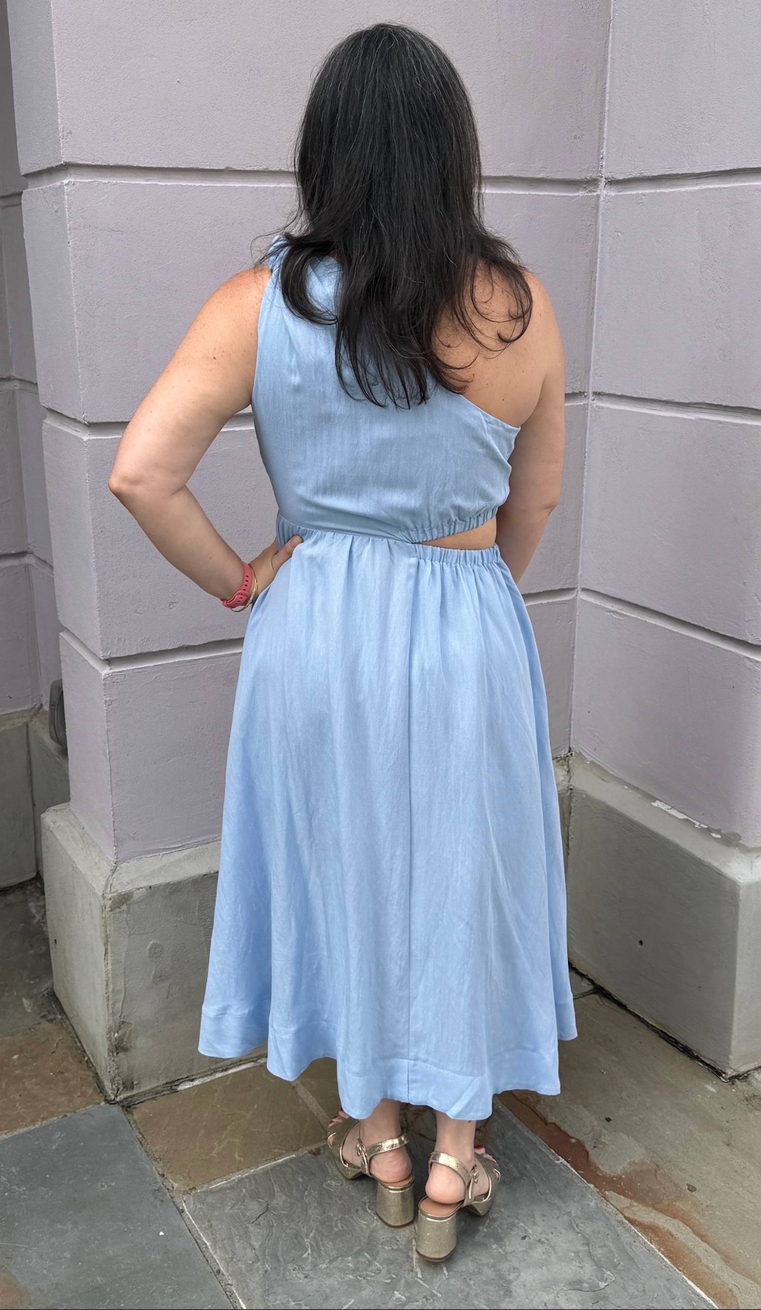 Entro - Solid One-Shoulder Midi Dress