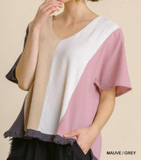 Umgee - Color Block Gauze Top