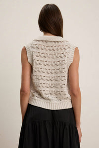 Velvet by Graham & Spencer Renee Knit Sweater Top in chalk - women's sweater - detail view