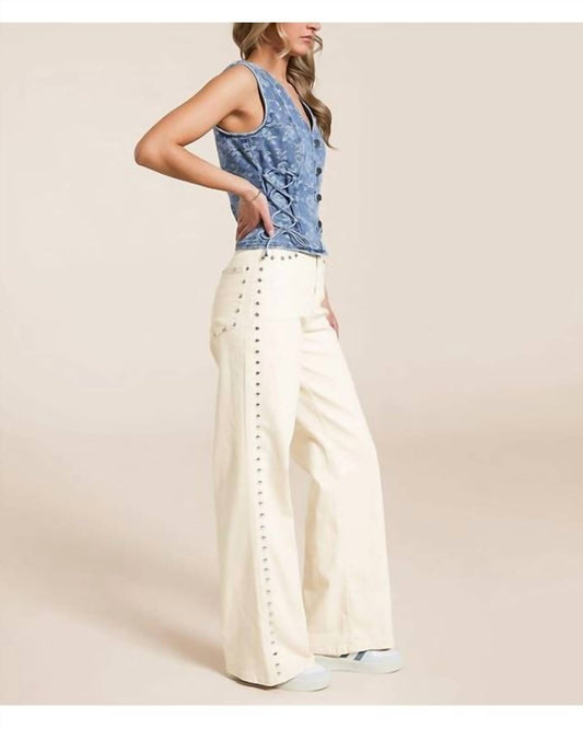 Habitual - Studded High Waist Wide Leg Jeans