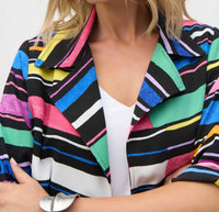 Joseph Ribkoff - Colorful Stripes Boxy Blazer Jacket